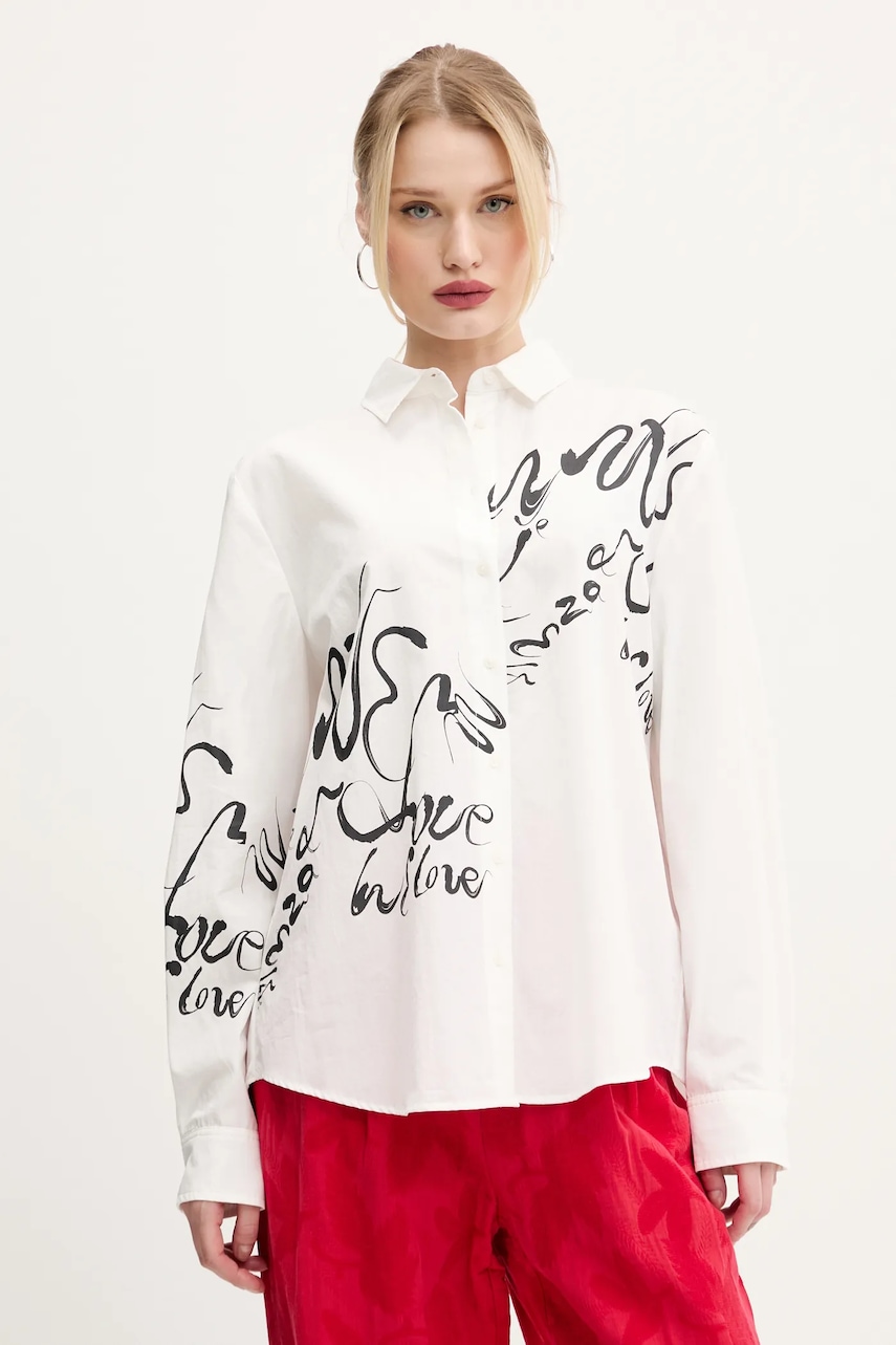 Βαμβακερό πουκάμισο Desigual HERA χρώμα: άσπρο, 25SWCW05