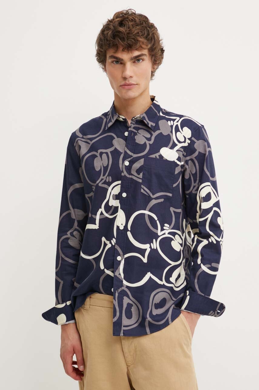 Βαμβακερό πουκάμισο Desigual SAMSON ανδρικό, χρώμα: ναυτικό μπλε, 24WMCW26