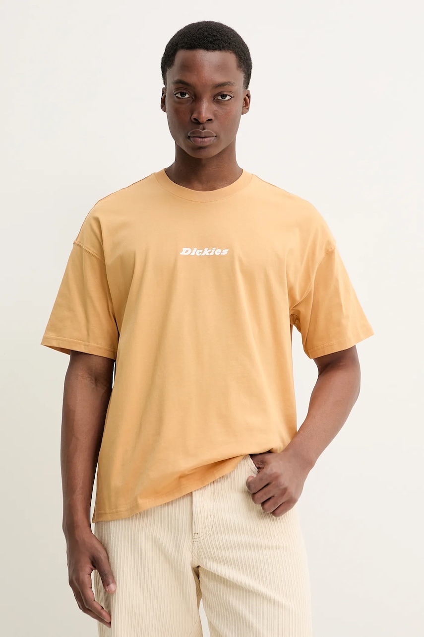 Βαμβακερό μπλουζάκι Dickies ανδρικό, χρώμα: κίτρινο, DK0A4YRNK411