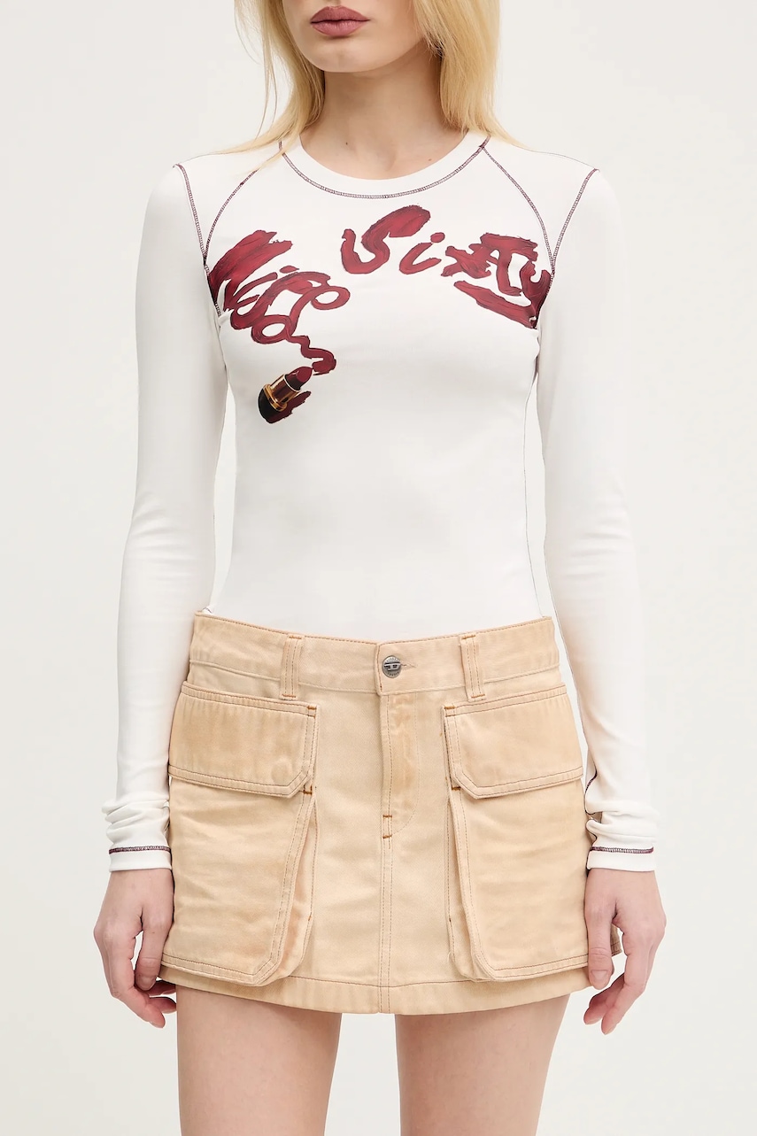 Φούστα Diesel DE-TON SKIRT χρώμα: μπεζ, A15784.09L26
