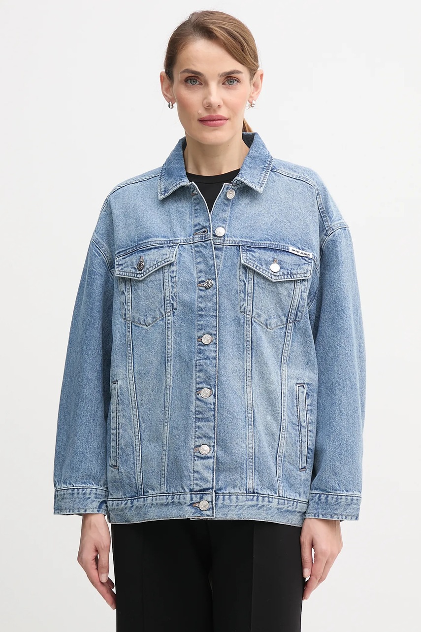 Τζιν μπουφάν Dkny χρώμα: μπλε, DJ5J6201