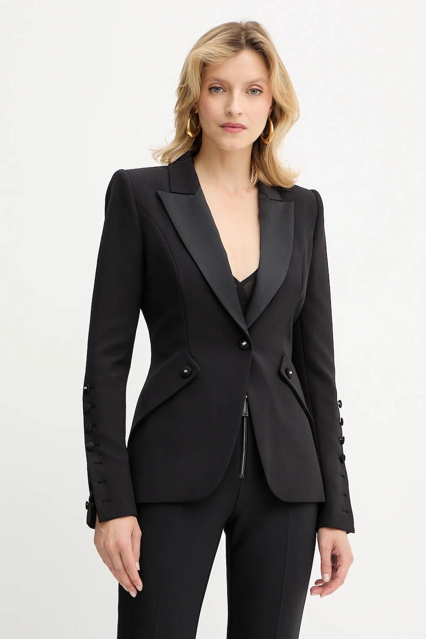 Σακάκι Elisabetta Franchi χρώμα: μαύρο, GI15456E2