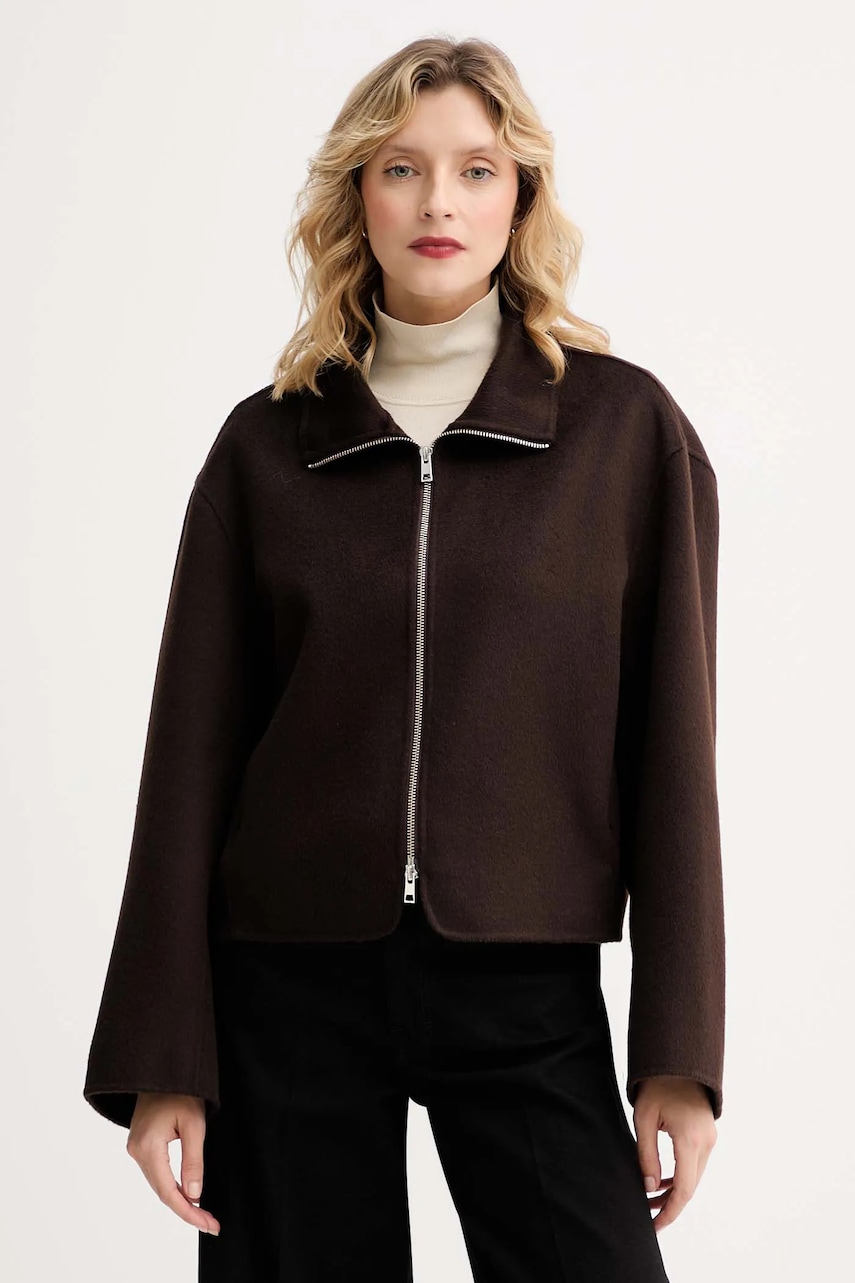 Μάλλινο μπουφάν Filippa K χρώμα: καφέ, 28783