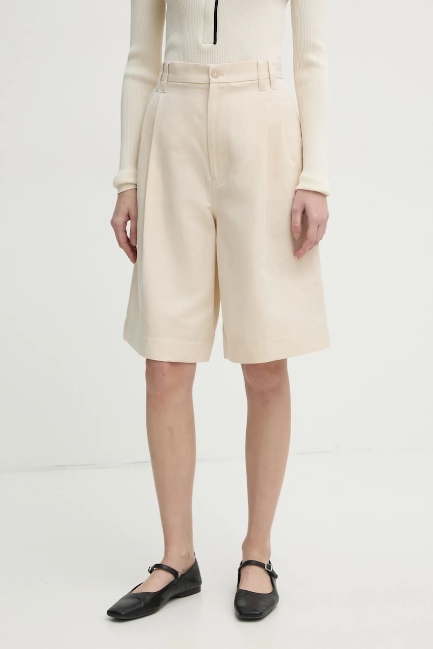 Σορτς από λινό Filippa K χρώμα: μπεζ, 31114