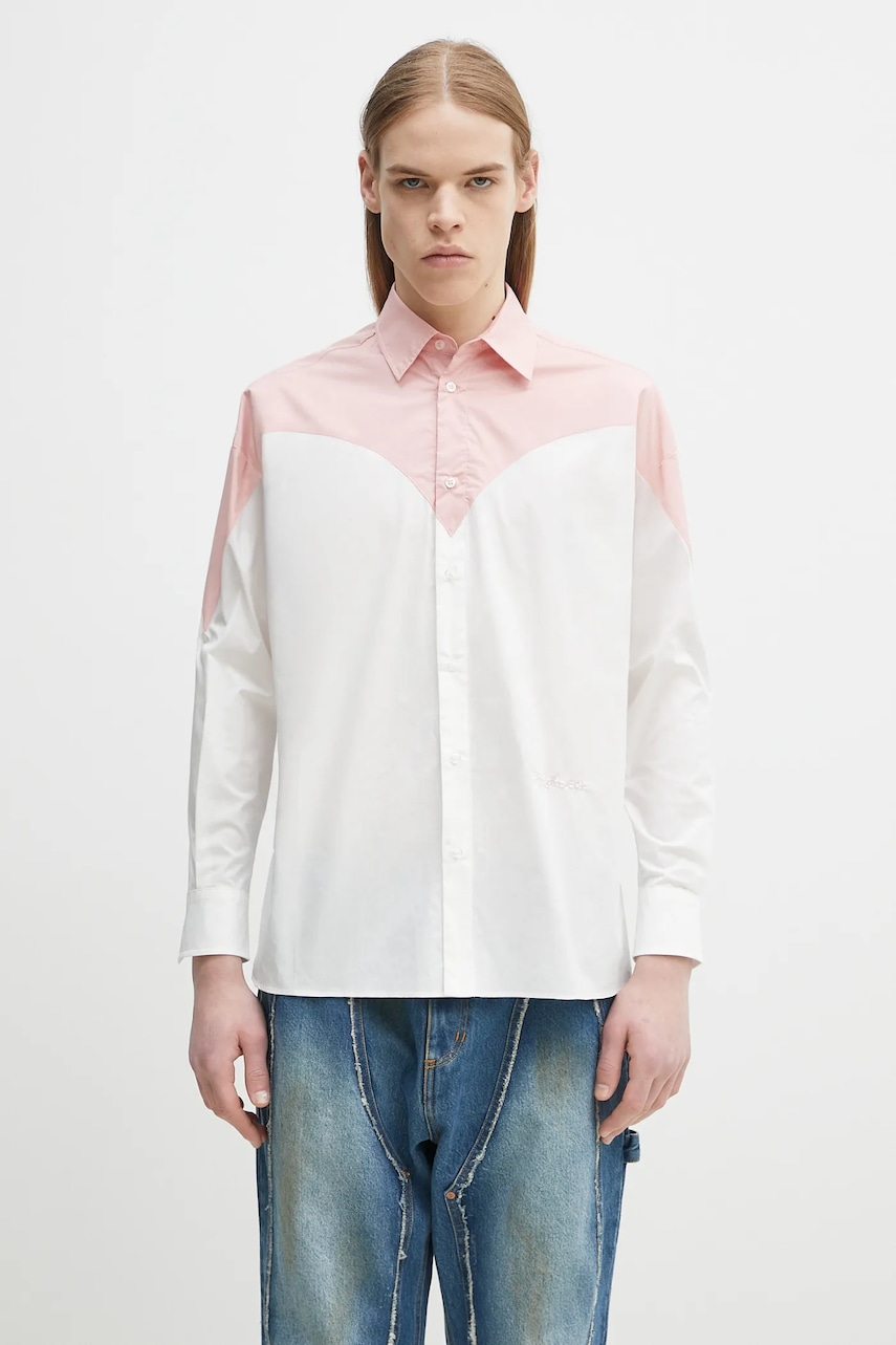 Βαμβακερό πουκάμισο Fiorucci Embroidered Heart Relaxed Fit χρώμα: άσπρο, U02SPTLO055CO02PN02