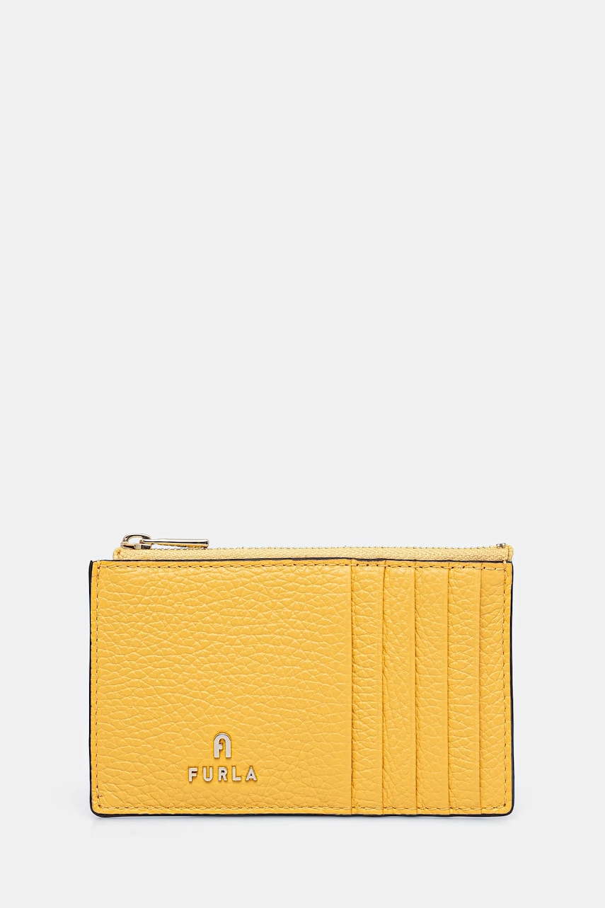 Δερμάτινο πορτοφόλι Furla γυναικείο, χρώμα: κίτρινο, WP00310 HSF000 CRE00