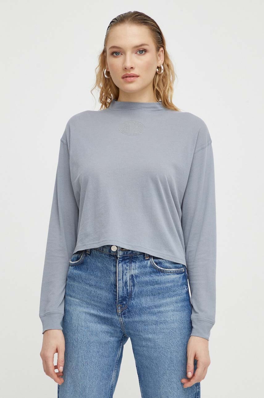 Βαμβακερή μπλούζα με μακριά μανίκια G-Star χρώμα: γκρι