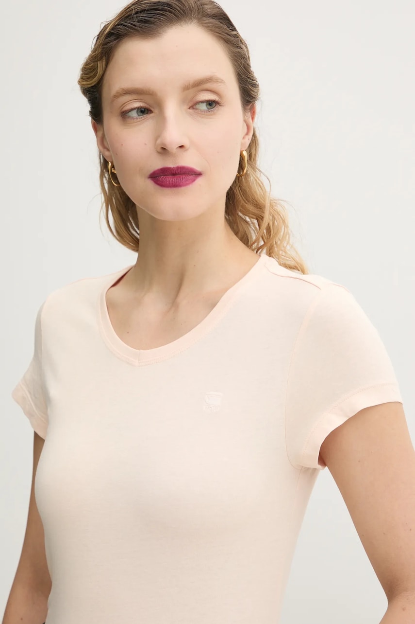 Βαμβακερό μπλουζάκι G-Star Raw χρώμα: μπεζ, D24533-4107
