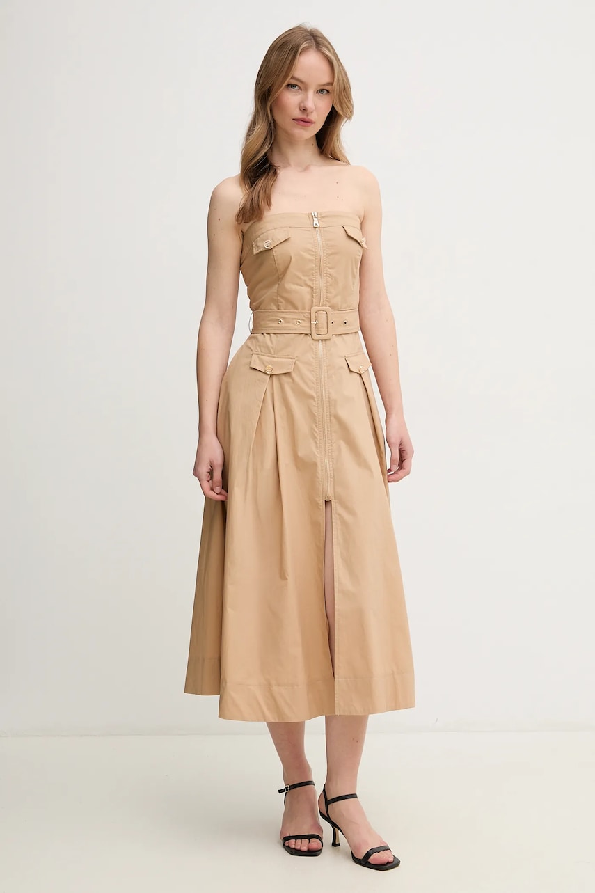 Βαμβακερό φόρεμα Gaudi χρώμα: μπεζ, 511FD15017