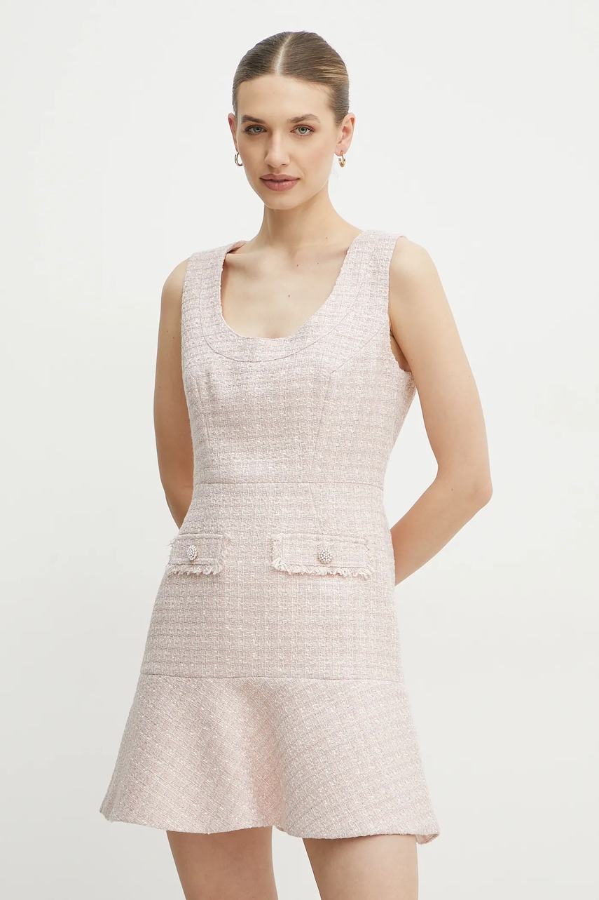 Φόρεμα Guess DAPHNEE χρώμα: ροζ, W5RK10 WGW82