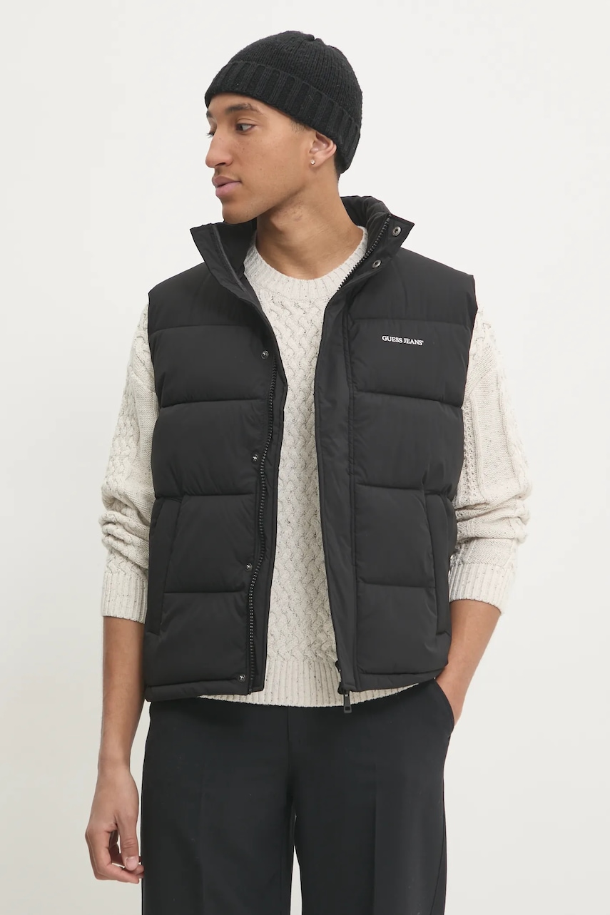 Αμάνικο μπουφάν Guess Jeans χρώμα: μαύρο, M4BN47 WGII2