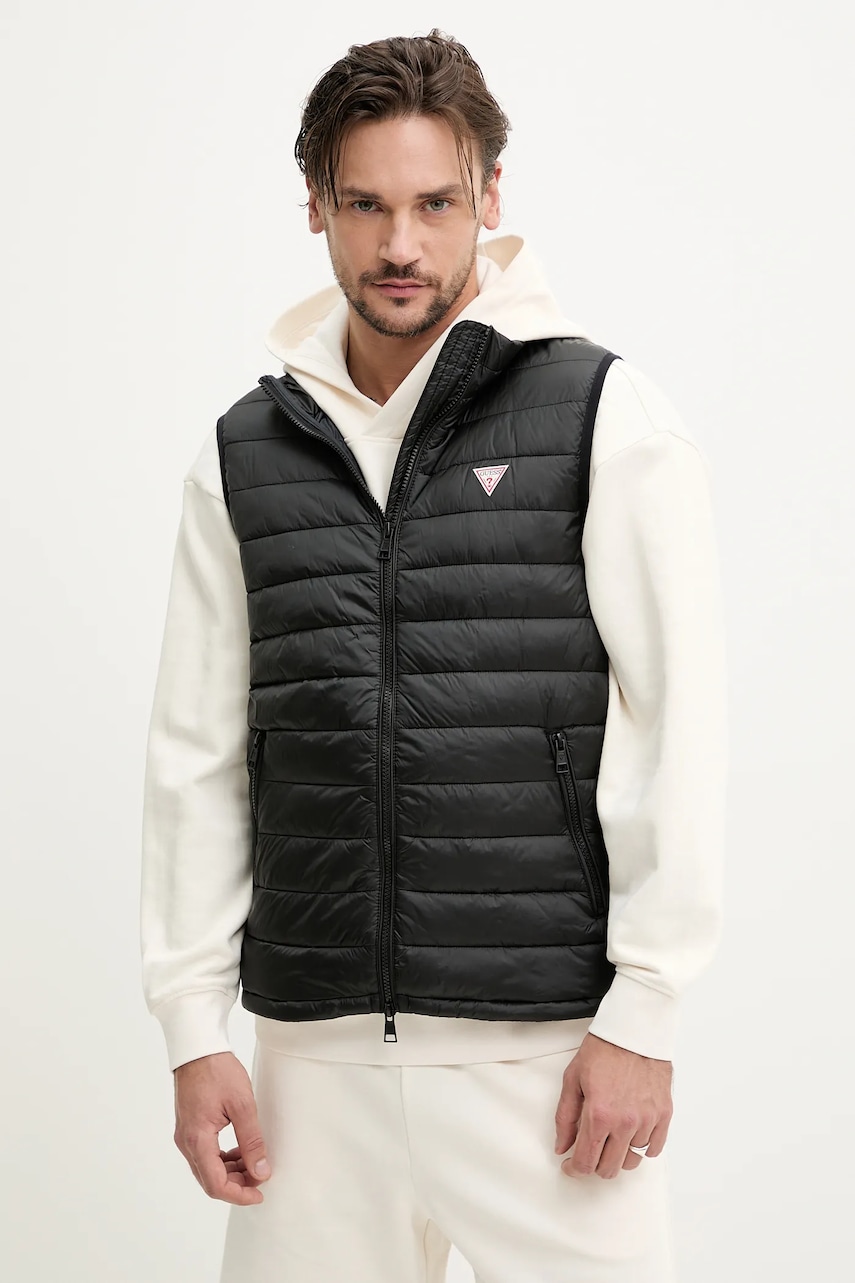 Αμάνικο μπουφάν Guess Jeans χρώμα: μαύρο, M5RN55 WHAB2