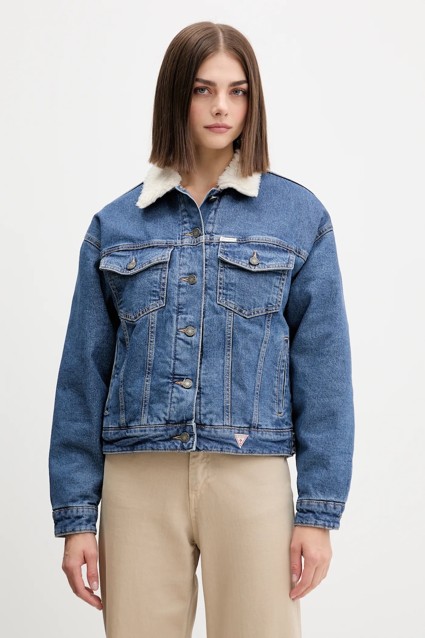 Τζιν μπουφάν Guess Jeans χρώμα: μπλε, W4BN64 D5CC3