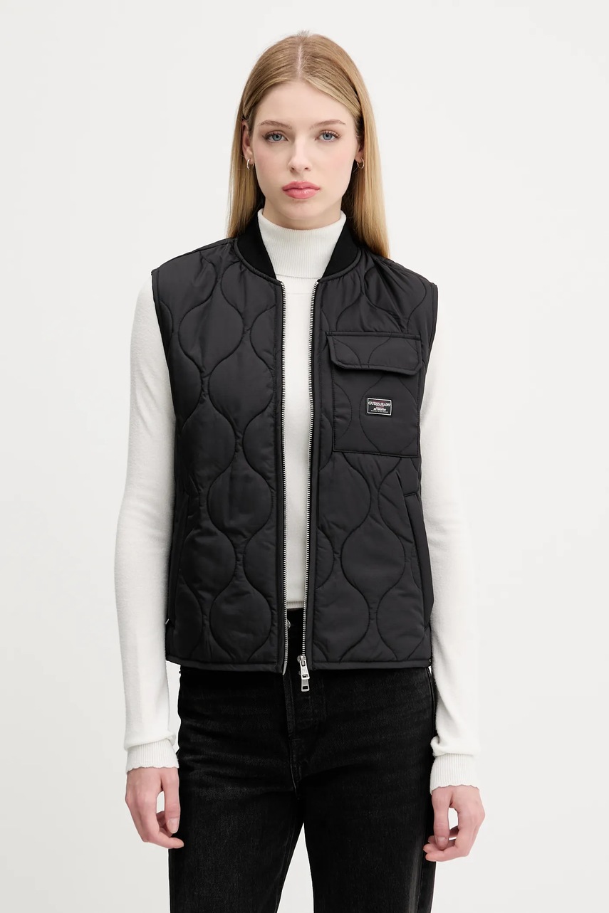 Αμάνικο μπουφάν Guess Jeans χρώμα: μαύρο, W5YN76 WHG02