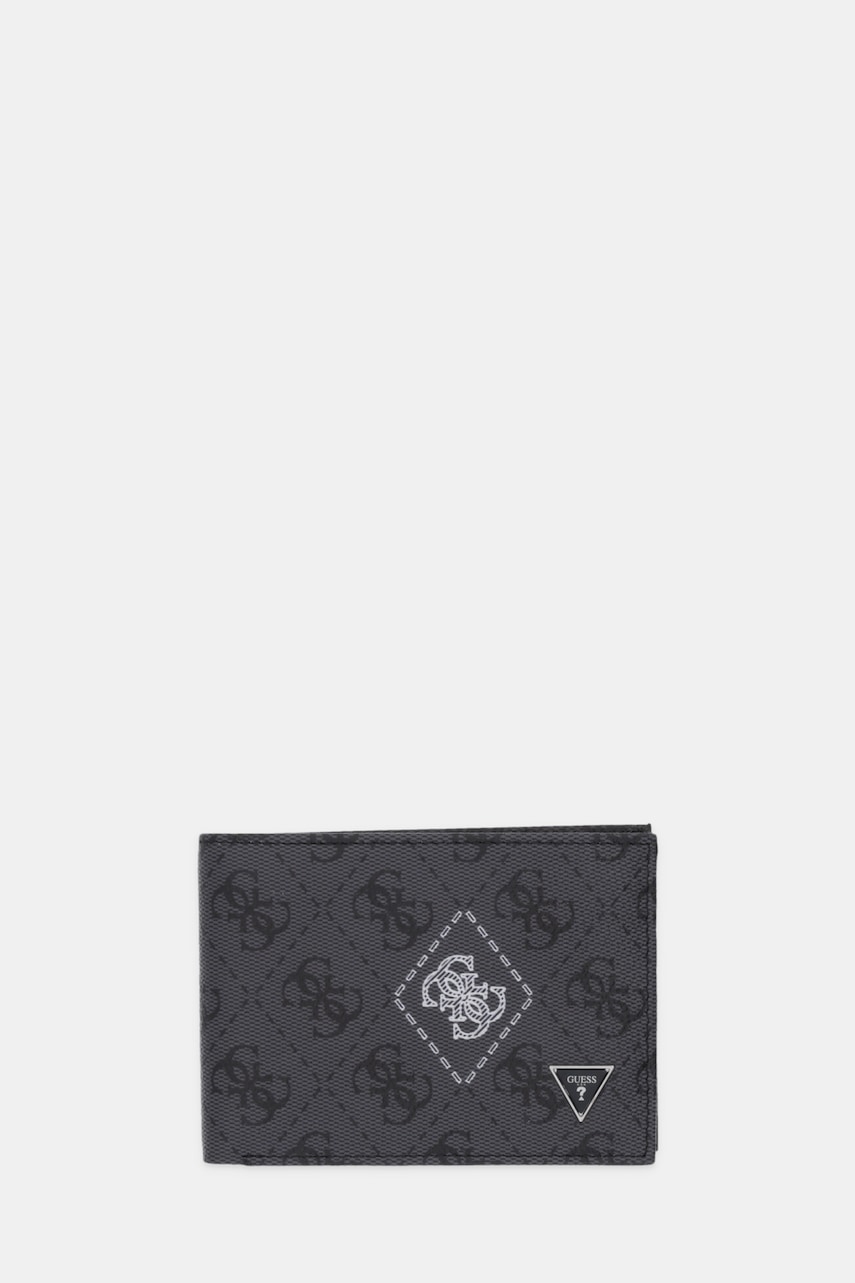 Δερμάτινο πορτοφόλι Guess MILANO ανδρικό, χρώμα: μαύρο, SMMACT LEA27