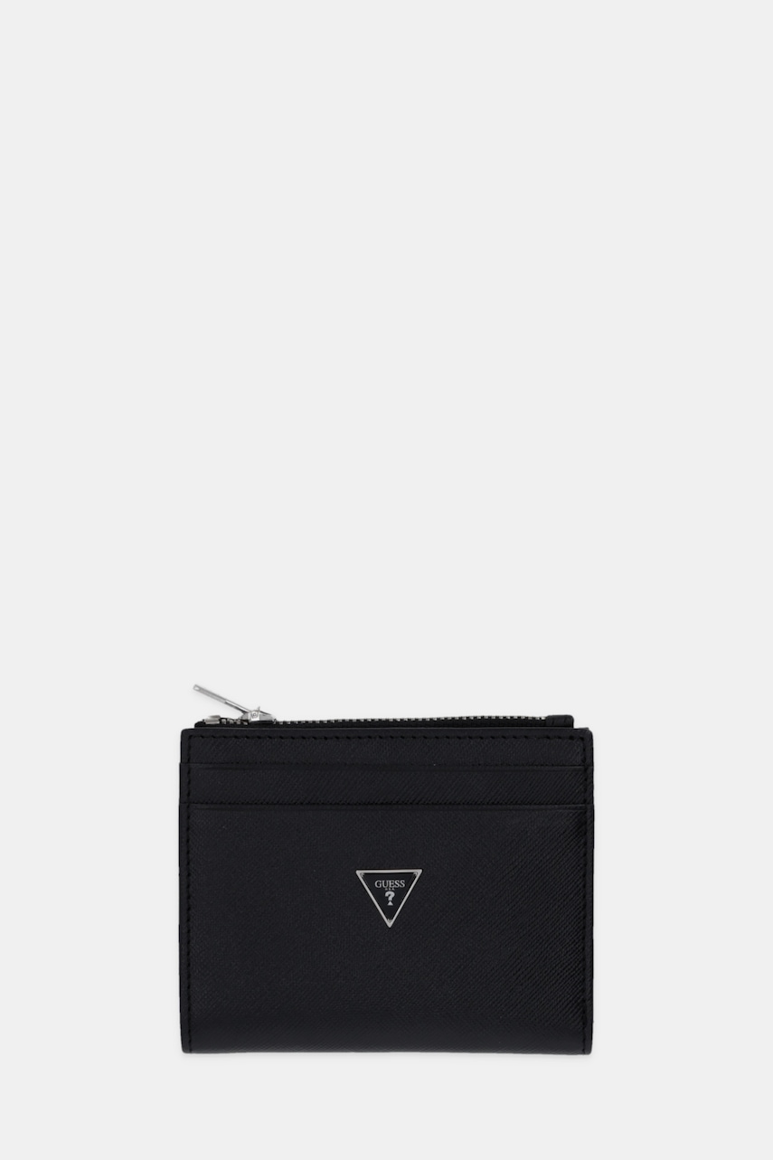 Δερμάτινο πορτοφόλι Guess MILANO ανδρικό, χρώμα: μαύρο, SMMASL LEA03