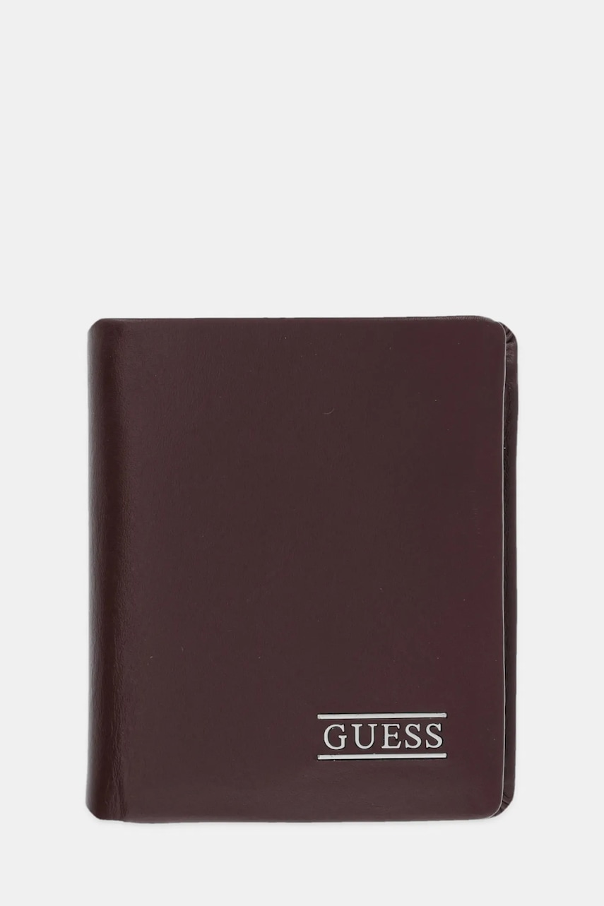 Δερμάτινο πορτοφόλι Guess NEW BOSTON χρώμα: μαύρο, SMNEBR LEA22
