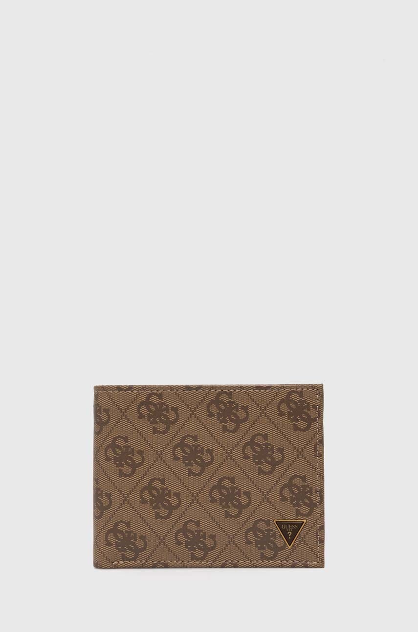 Δερμάτινο πορτοφόλι Guess VEZZOLA ανδρικό, χρώμα: μαύρο, SMVELE LEA24