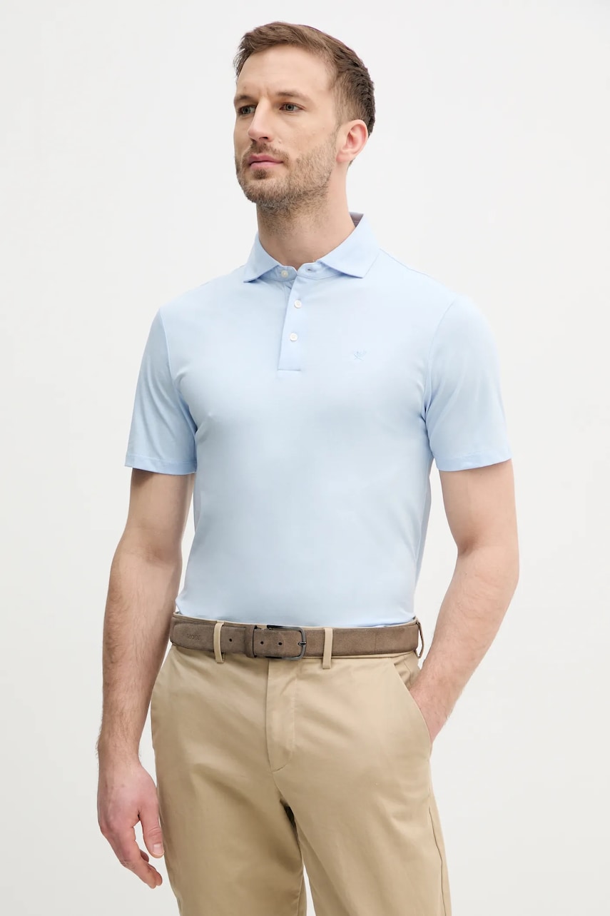Βαμβακερό μπλουζάκι πόλο Hackett London ανδρικό, χρώμα: μπλε, HM563434