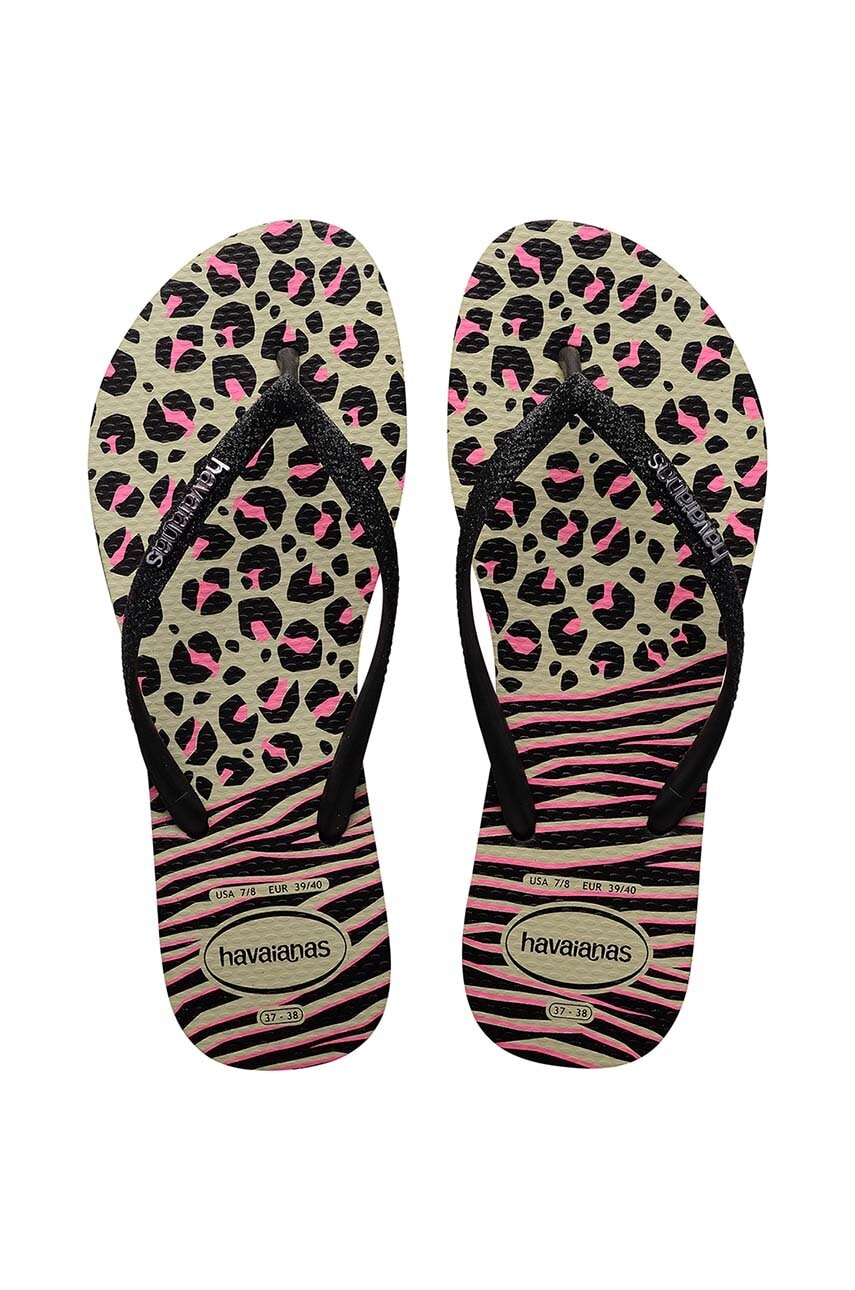 Σαγιονάρες Havaianas SLIM ANIMALS χρώμα: μαύρο, 4147964.0006