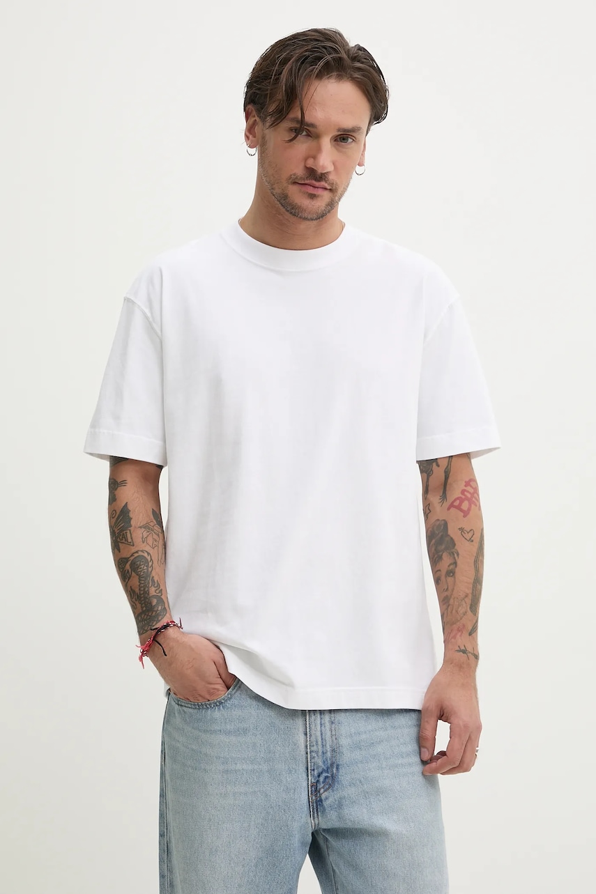 Βαμβακερό μπλουζάκι Hollister Co. ανδρικό, χρώμα: άσπρο, KI324-4158