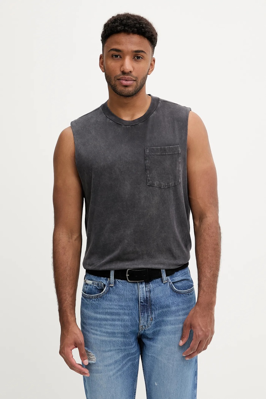 Βαμβακερό μπλουζάκι Hollister Co. χρώμα: γκρι, KI324-5211