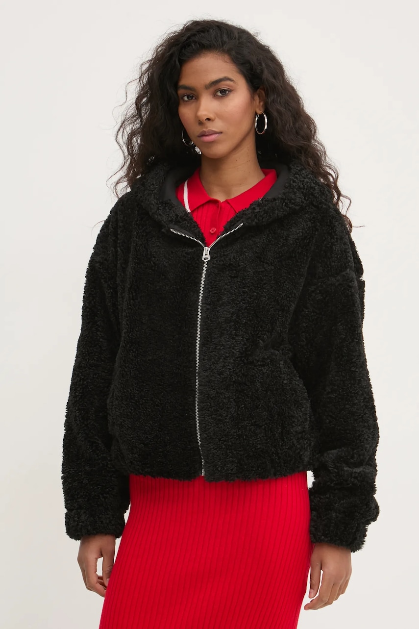 Μπλούζα Hollister Co. χρώμα: μαύρο, με κουκούλα, KI344-4400