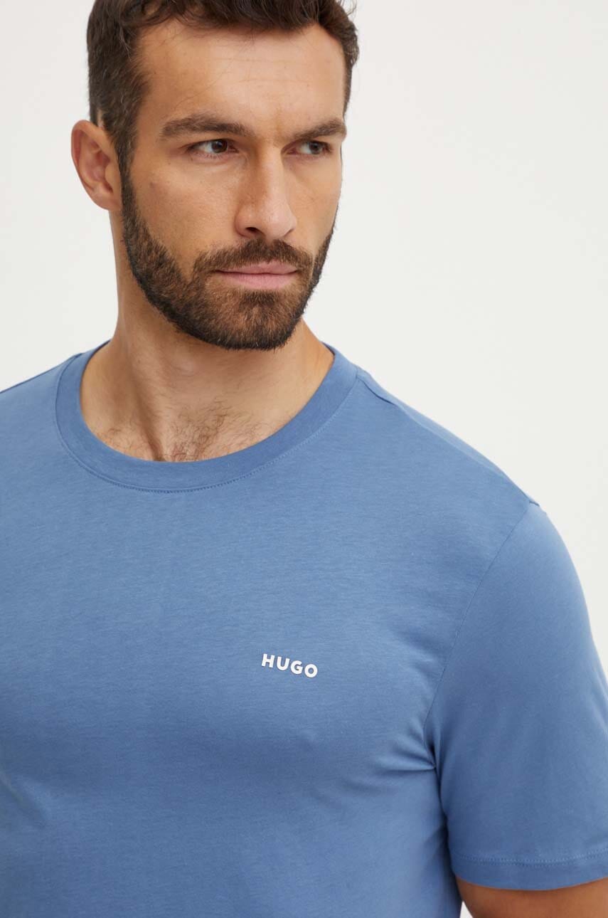 Βαμβακερό μπλουζάκι HUGO ανδρικό, χρώμα: μπλε, 50466158