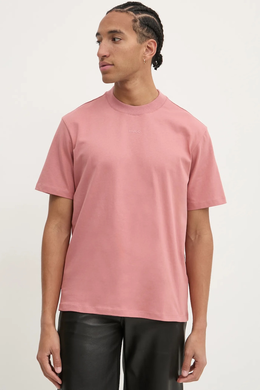 Βαμβακερό μπλουζάκι HUGO ανδρικό, χρώμα: μαύρο, 50488330