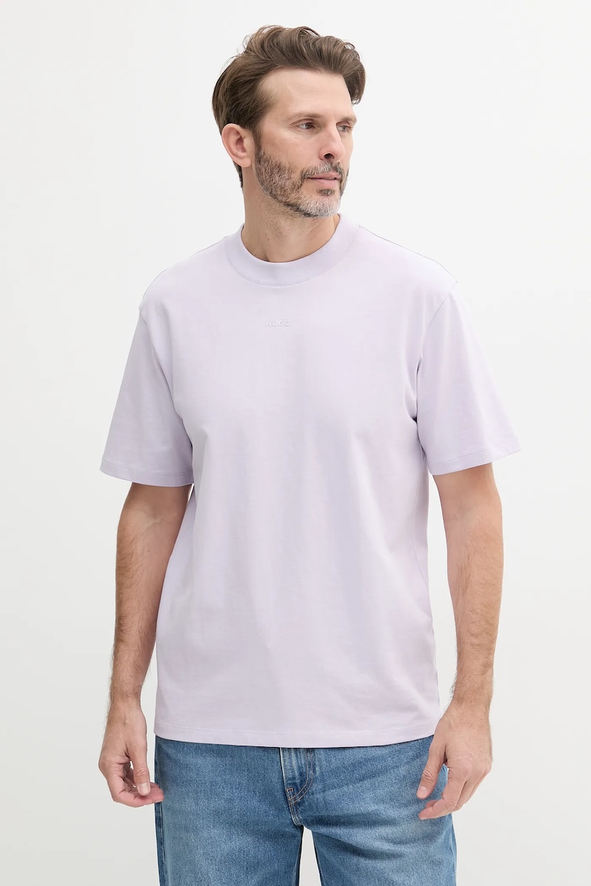 Βαμβακερό μπλουζάκι HUGO ανδρικό, χρώμα: μαύρο, 50488330