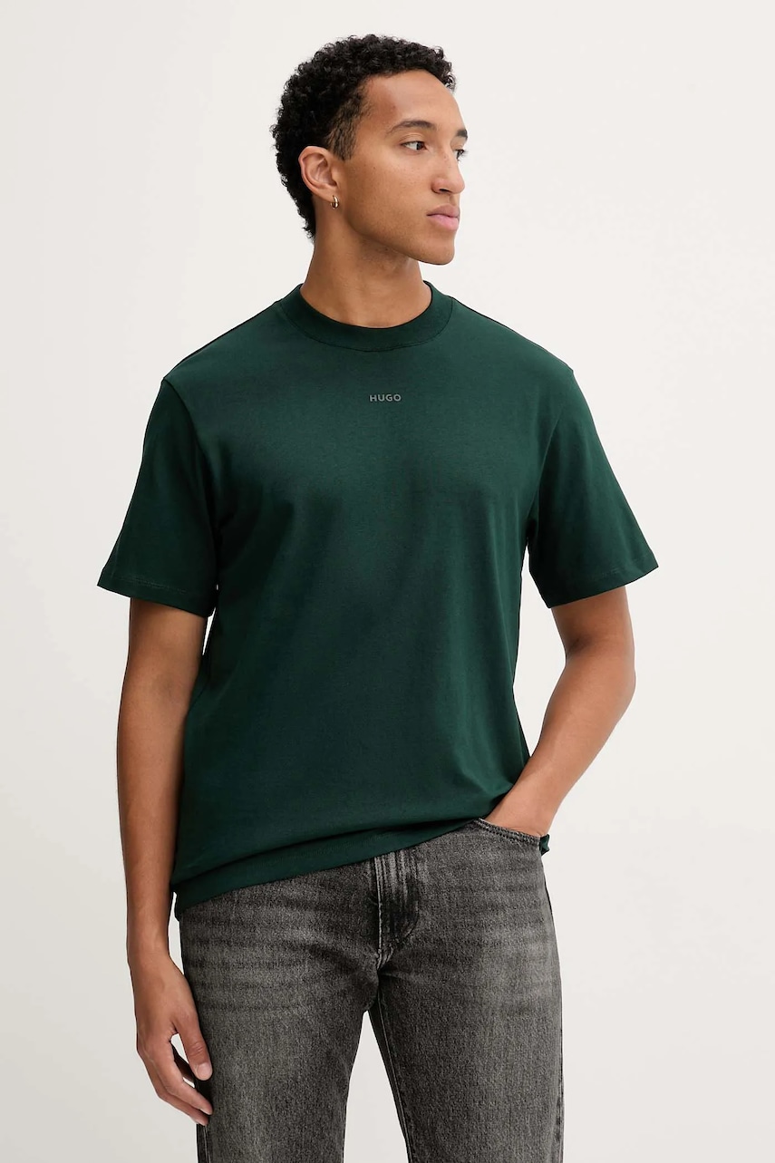 Βαμβακερό μπλουζάκι HUGO ανδρικό, χρώμα: μαύρο, 50488330