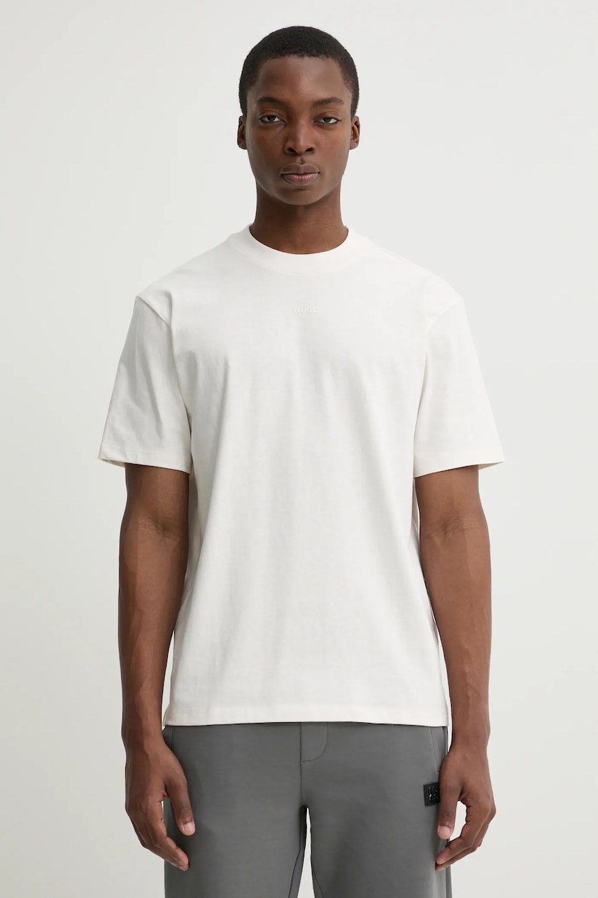 Βαμβακερό μπλουζάκι HUGO ανδρικό, χρώμα: μαύρο, 50488330