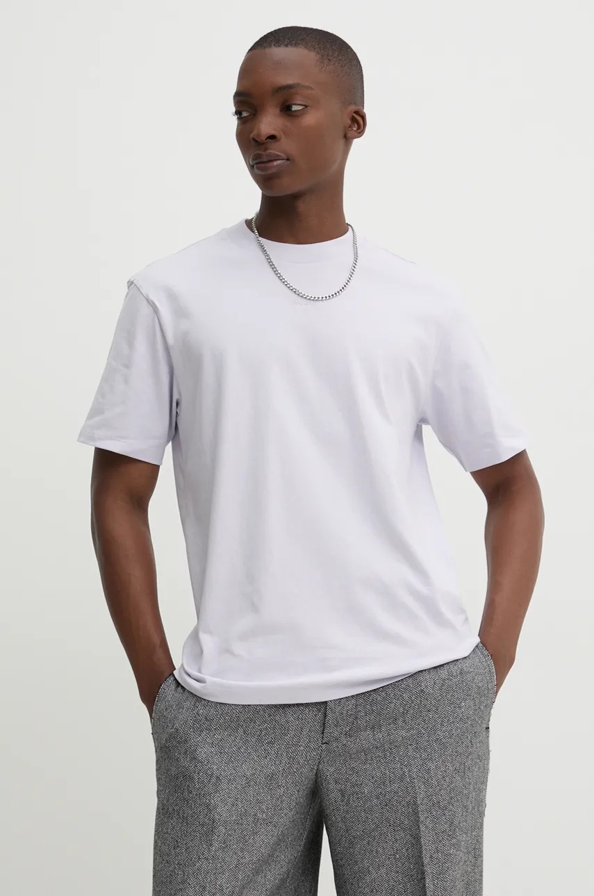 Βαμβακερό μπλουζάκι HUGO ανδρικό, χρώμα: ροζ, 50488330