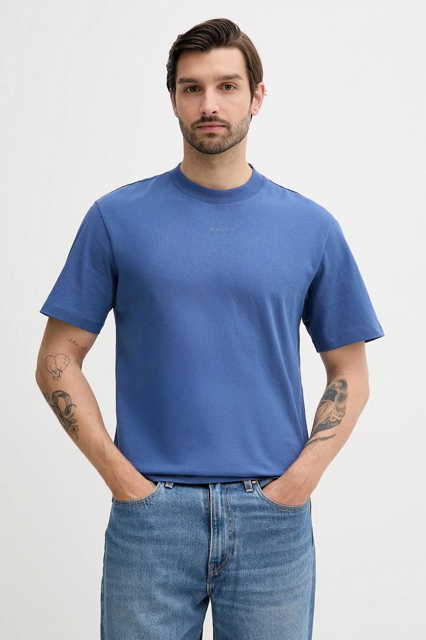 Βαμβακερό μπλουζάκι HUGO ανδρικό, χρώμα: μαύρο, 50488330