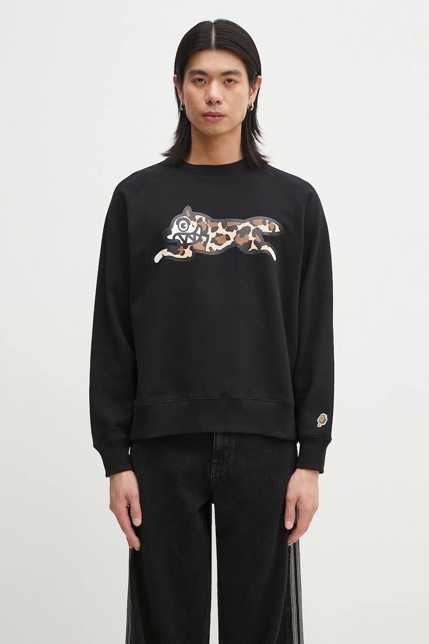 Βαμβακερή μπλούζα ICECREAM Running Dog Crewneck χρώμα: μαύρο, IC25129
