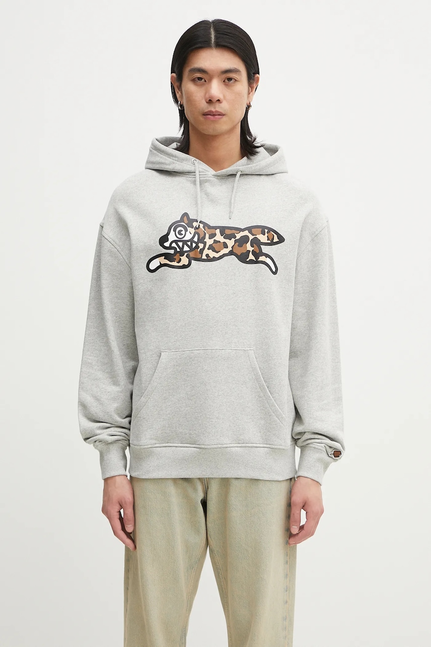 Βαμβακερή μπλούζα ICECREAM Running Dog Popover Hood χρώμα: γκρι, με κουκούλα, IC25132