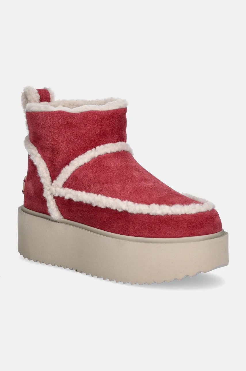 Μπότες χιονιού σουέτ Inuikii Inuikii X Coccinelle Classic Low Shearling χρώμα: ροζ, 75204-150