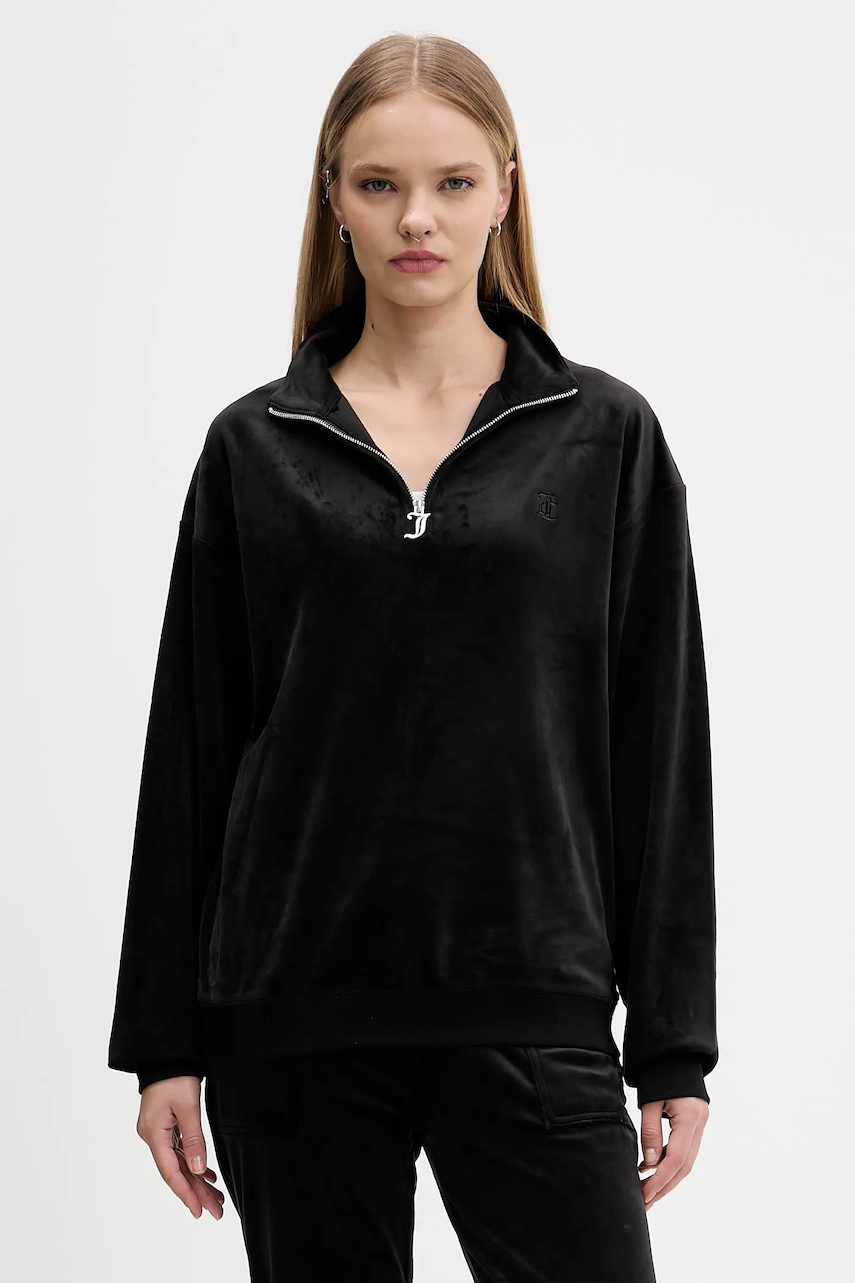 Βελούδινη μπλούζα Juicy Couture χρώμα: μαύρο, JCBAS224810