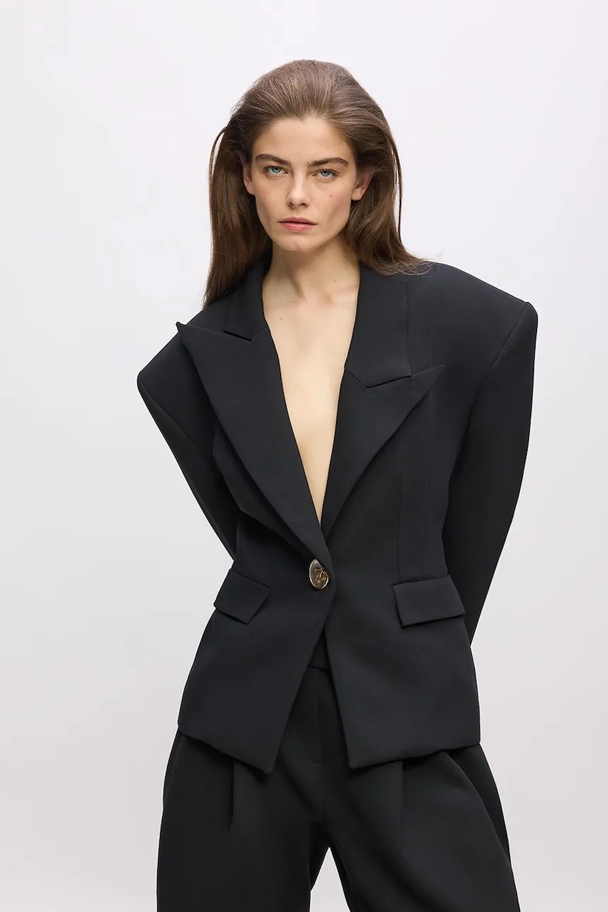 Σακάκι με προσθήκη μάλλινου υφάσματος Karl Lagerfeld Karl Lagerfeld Studio χρώμα: μαύρο, A4W14065
