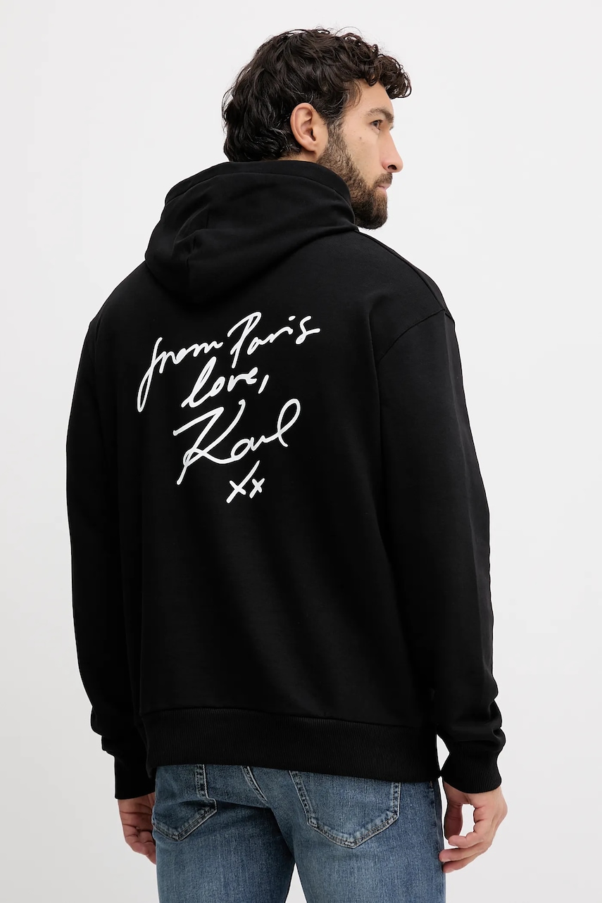 Βαμβακερή μπλούζα Karl Lagerfeld Karl Lagerfeld x Paris Hilton χρώμα: μαύρο, με κουκούλα, 554917.705420
