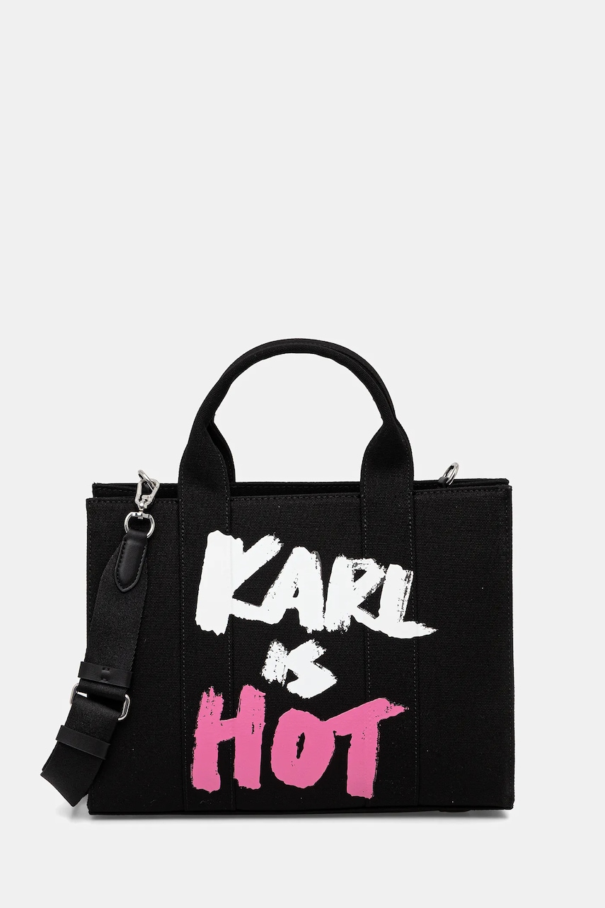 Βαμβακερή τσάντα Karl Lagerfeld Karl Lagerfeld x Paris Hilton χρώμα: μαύρο, A4W50075