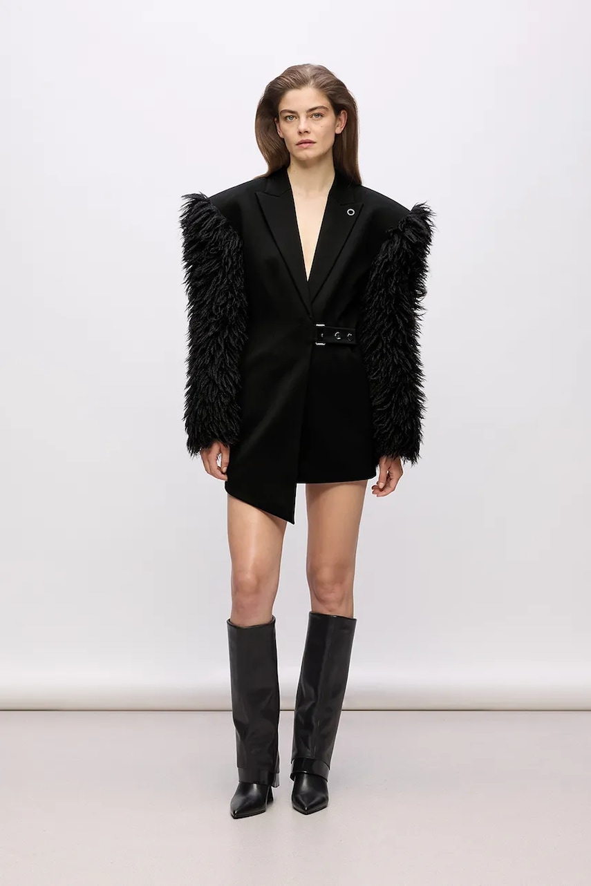 Φόρεμα Karl Lagerfeld Studio χρώμα: μαύρο A4W13061