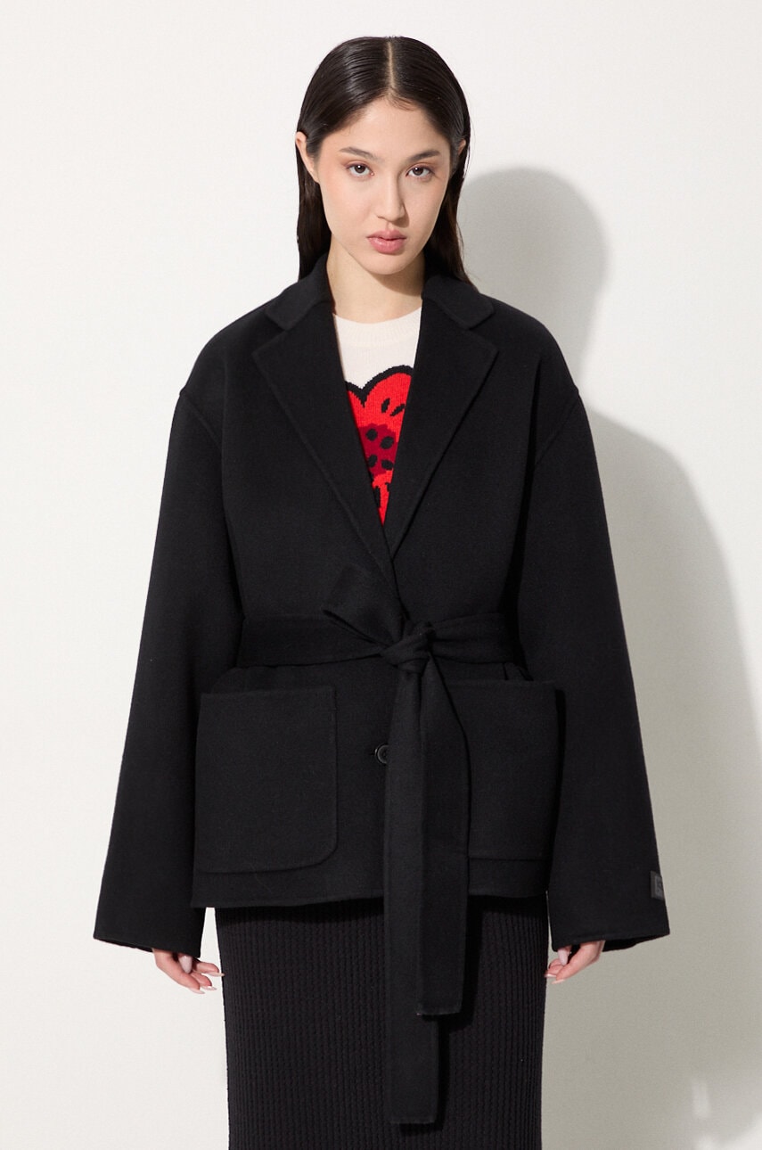 Μάλλινο μπουφάν Kenzo Double Face Workwear Jacket χρώμα: μαύρο, FE62VE2559WA.99