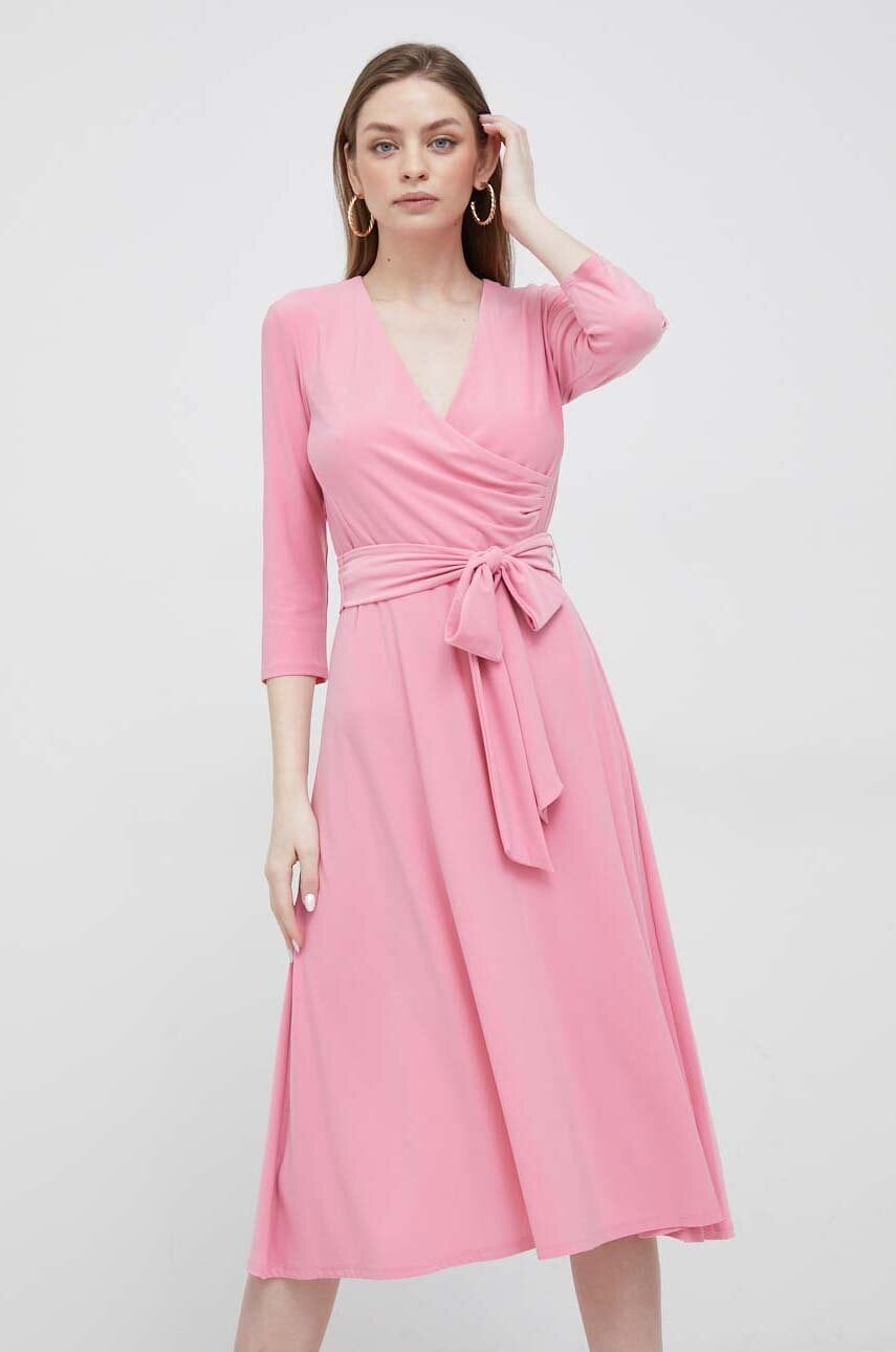 Φόρεμα Lauren Ralph Lauren χρώμα: ροζ