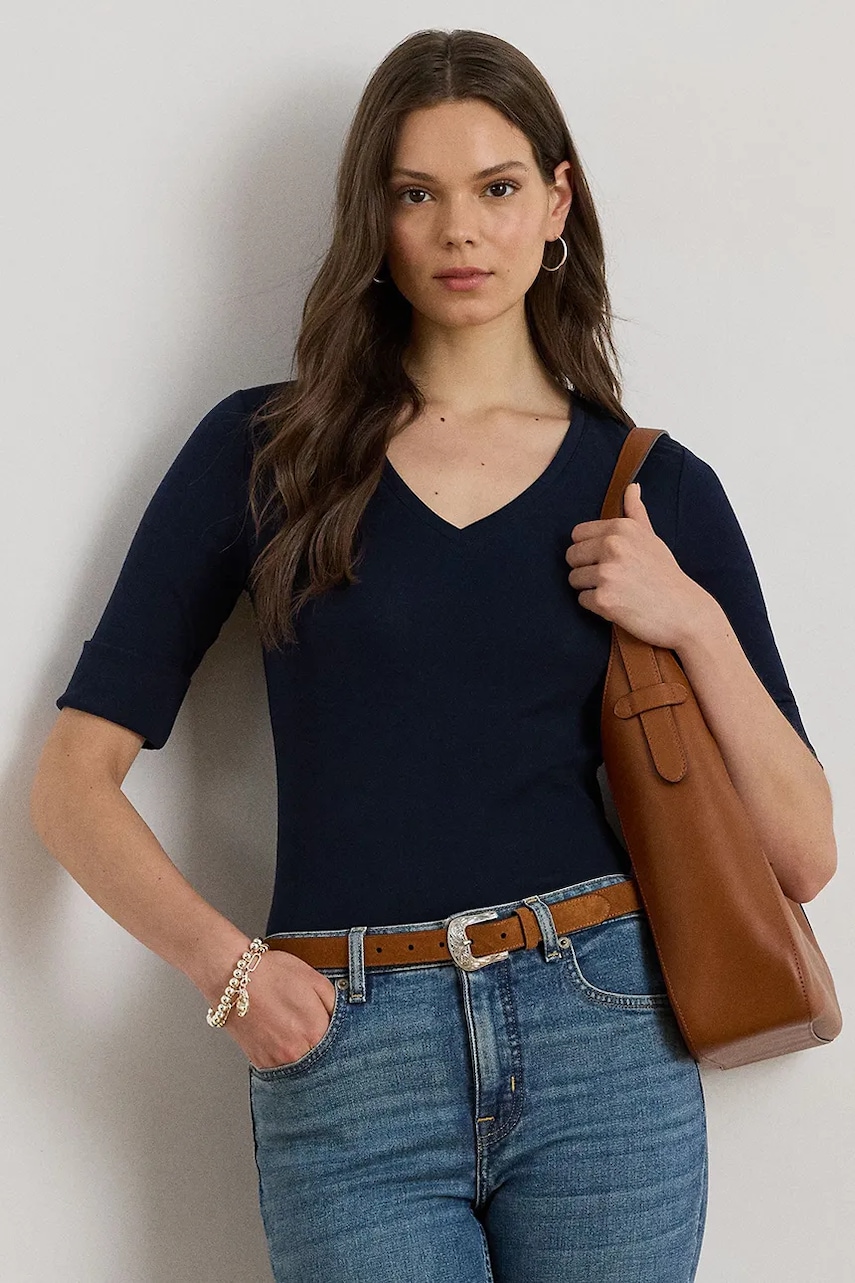 Βαμβακερό μπλουζάκι Lauren Ralph Lauren χρώμα: άσπρο, 200815843