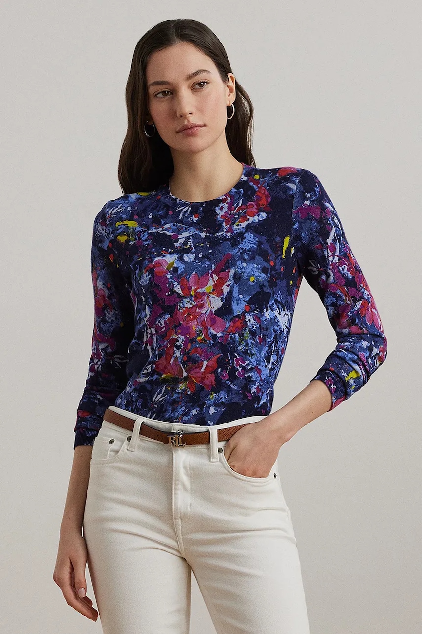 Βαμβακερή μπλούζα με μακριά μανίκια Lauren Ralph Lauren χρώμα: μπλε, 200971173