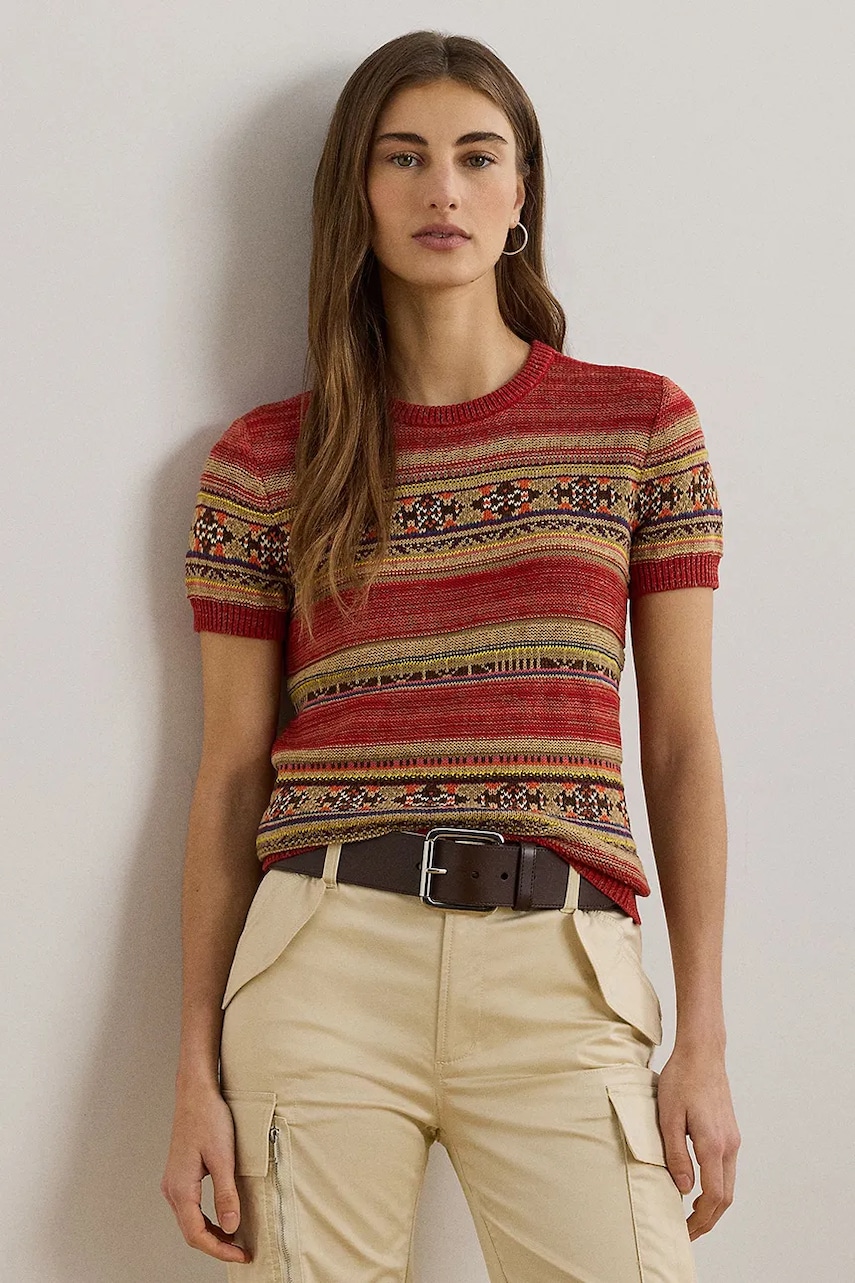 Πουλόβερ από λινό μείγμα Lauren Ralph Lauren χρώμα: κόκκινο, 200971321