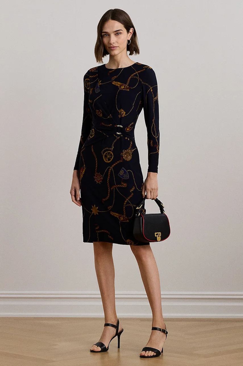 Φόρεμα Lauren Ralph Lauren χρώμα: ναυτικό μπλε, 250957702