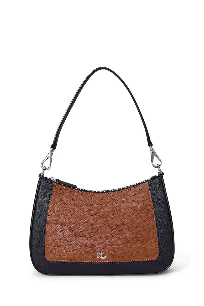 Δερμάτινη τσάντα Lauren Ralph Lauren χρώμα: καφέ, 431934891