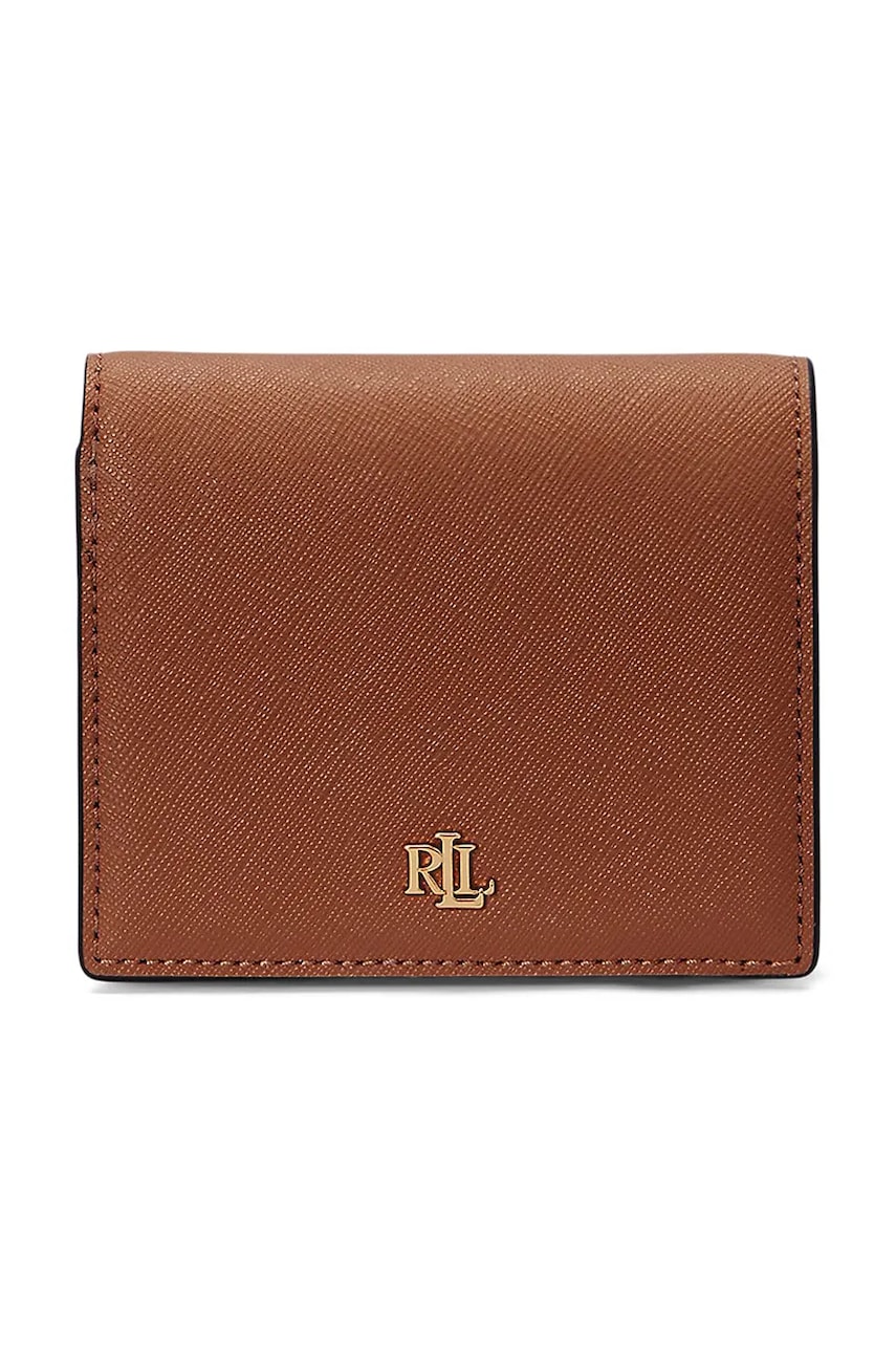 Δερμάτινο πορτοφόλι Lauren Ralph Lauren γυναικείο, χρώμα: μπεζ, 432962112